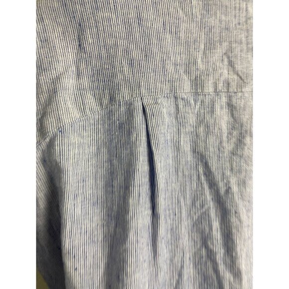 Copenhagen Delights Linen Modal Blue White Striped Button Up Shirt Dress size XS - Picture 12 of 15